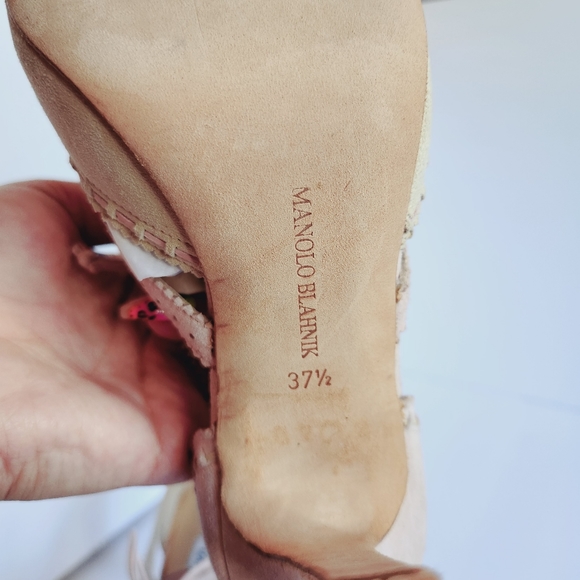 Manolo Blahnik Pink Suede Leather Lace-Up Oxford High Heels Shoes Pointy 37.5 - Picture 12 of 16